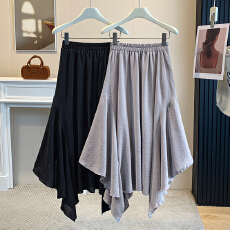 批发大码女装胖MM时尚复古百搭宽松显瘦遮胯设计感不规则舒适半身裙