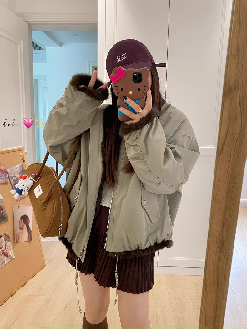 2025秋冬欧韩休闲加绒短外套女立领宽松百搭保暖小个子工装夹克潮