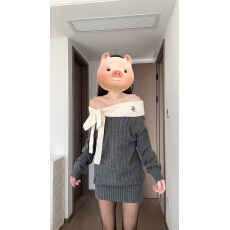 批发已到货 巨好看的秋<b class='q'>冬</b>裙子针织一字肩打底短款连衣裙新款短裙女装