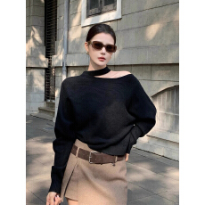 批发已到货 法式斜肩挂脖针织<b class='q'>打底衫</b><b class='q'>女</b>秋冬毛衣内搭气质小上衣