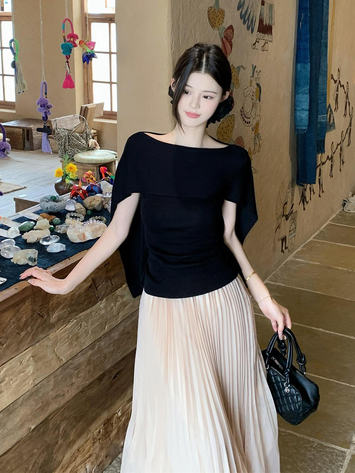 있음 도착 부드러운 치엥 여름 한 부서 여신 망토 디자인 센스 슬림해 보이는 얼음 센스 품격