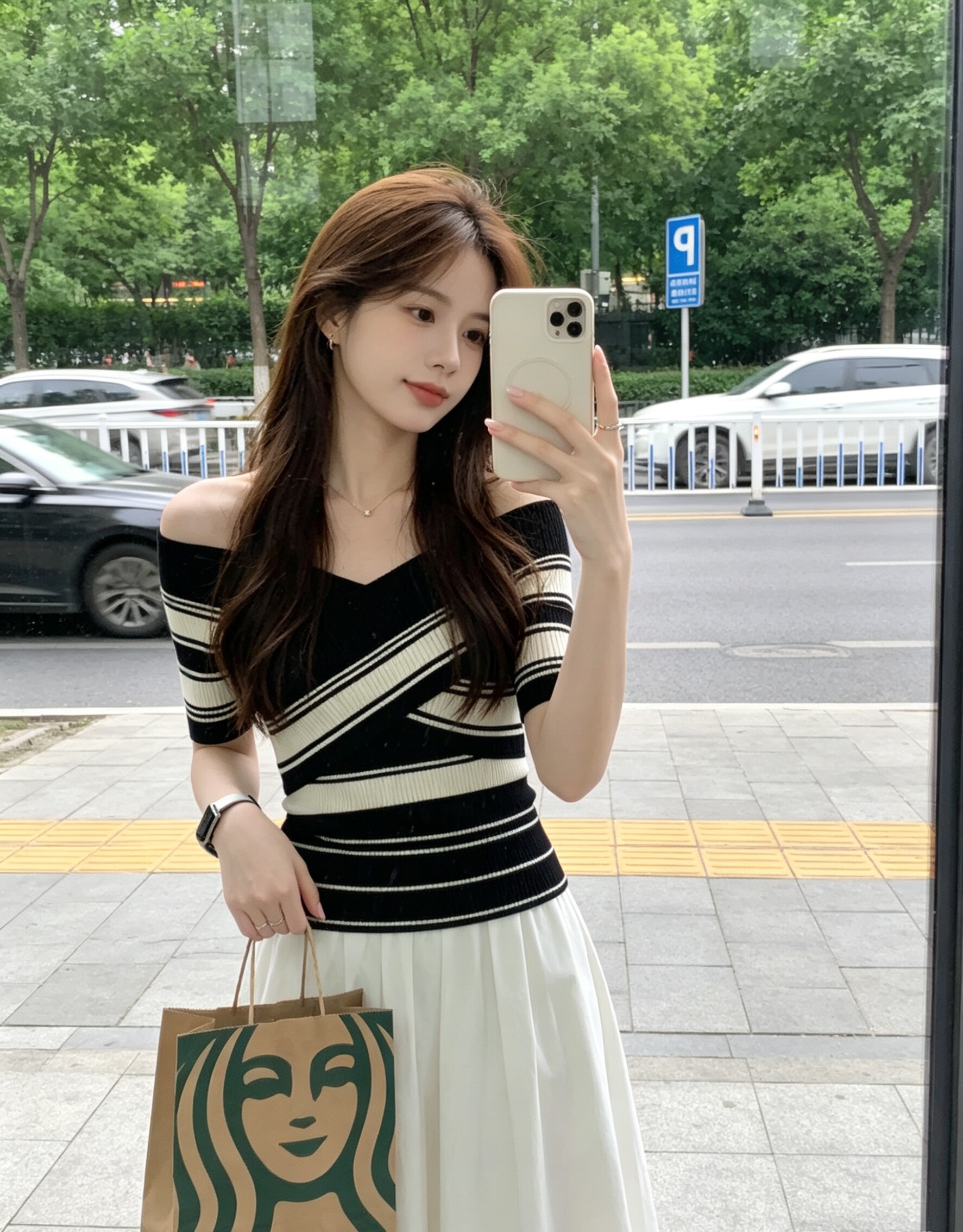 있음 도착 배색 스트라이프 십자가 반팔 니트 스웨터 여성 여름 오프숄더 허리 수축 몸매 가꾸기 쇼트 스타일 맨위