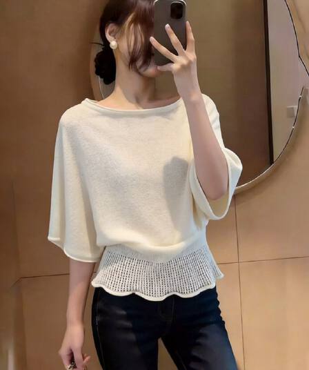 있음 도착 프랑스식 홀로우 아웃 자외선 차단 니트 스웨터 여성 여름 루즈핏 느긋한 바람 외부 가져 가라. 블라우스 얇은 스타일 맨위