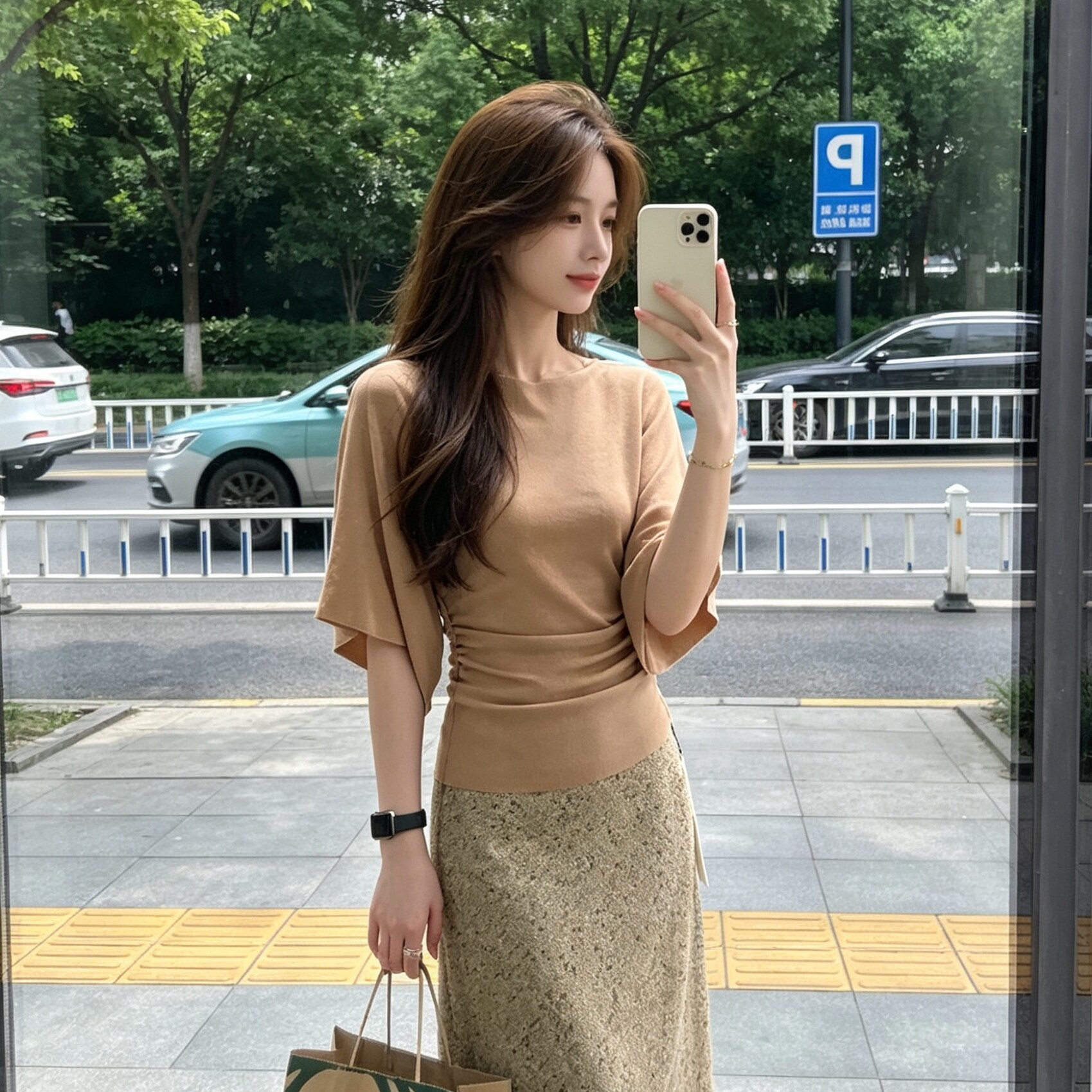 있음 도착 한국 스타일 비스듬한 어깨 니트 스웨터 여성 2026 여름 몸매 가꾸기 슬림해 보이는 반팔 맨위 Chic