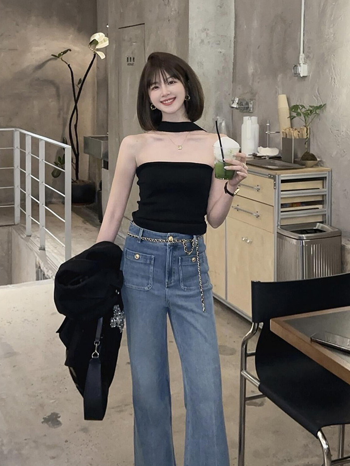 있음 도착 고유 한 아름다운 행침 목 캐미솔 외출용 여름 순수한 욕망 몸매 가꾸기 슬림해 보이는 몸매 가꾸기 슬림해 보이는 여성