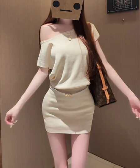 있음 도착 프라임 연 여성 주님 20 경 사진 니트 드레스 보내기 벨트 순수한 욕망 섹시함 패션 여름 미니 스커트 여름