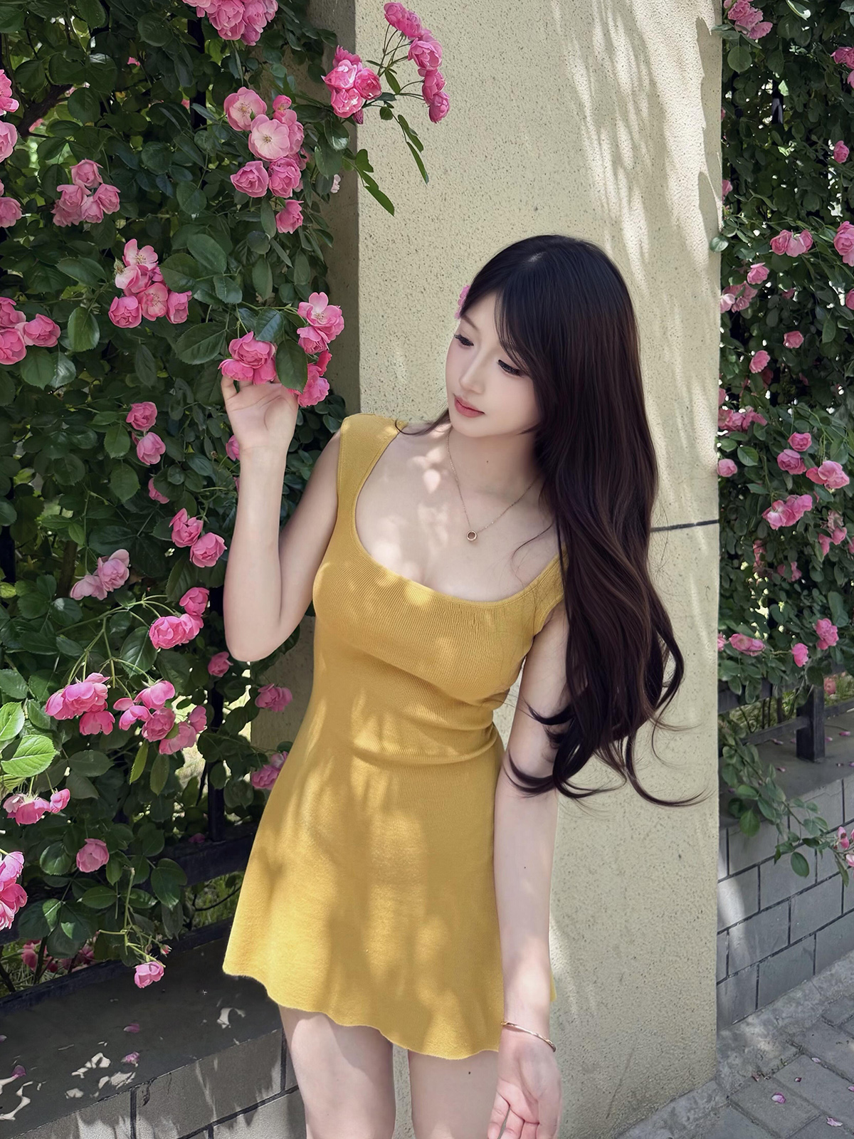 있음 도착 순수한 욕망 바람 품격 몸매 가꾸기 슬림해 보이는 아메리칸 달콤한 매운맛 디자인 센스 이슬 허리 민소매 니트 여성 여름