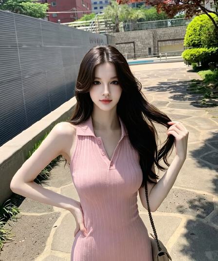 있음 도착 딸기 소프트 캔디 핑크색 폴로 칼라 민소매 조끼 여성 드레스 봄 여름 타이트 스커트 천천히 여단 치마