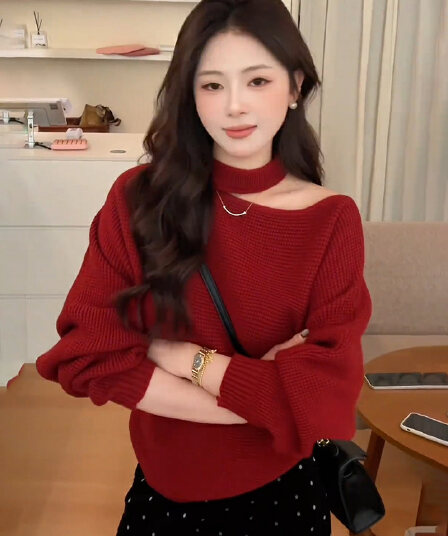있음 도착 프랑스식 비스듬한 어깨 행침 목 니트 기본 셔츠 여성 가을 겨울 스웨터 인사이드 가져 가라. 품격 작은 맨위 여성 가을 겨울