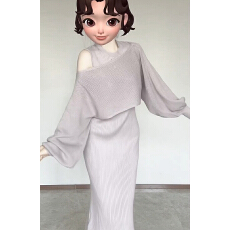 批发已到货 气质纯欲樱花妹修身罗纹4way针织连衣裙两件套女秋