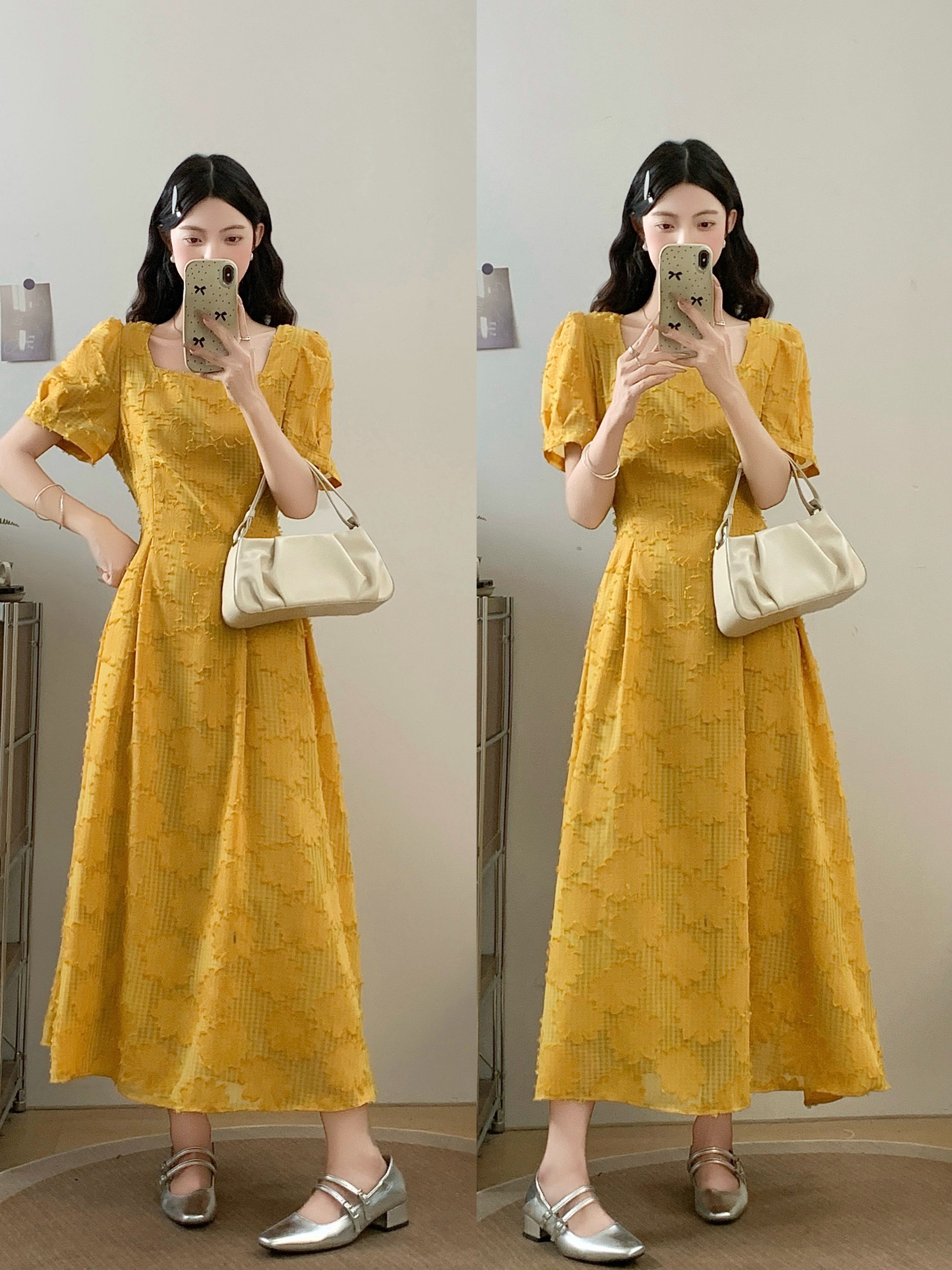 MY11385# 大码女装夏季新款法式赫本风胖MM气质时尚显瘦垂感连衣裙女...