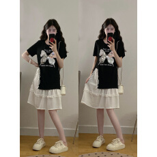 批发实拍大码女装2026夏季新款时尚洋气字母印花蝴蝶宽松显瘦<b class='q'>连衣裙</b>