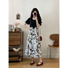 批发实拍大码女装2026夏季新款法式碎花时尚气质遮肚显瘦假两件<b class='q'>连衣裙</b>
