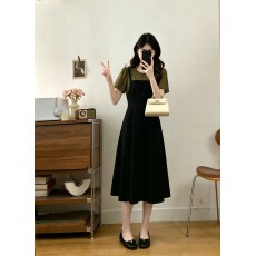 批发实拍大码女装2026夏季新款韩系复古波点拼接温柔风宽松显瘦<b class='q'>连衣裙</b>