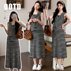 批发实拍2026新款孕妇夏季针织长裙带披肩外穿洋气潮妈连衣裙