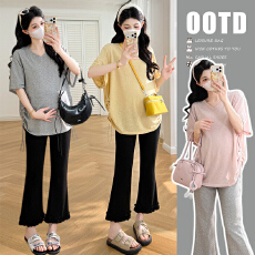 实拍现 2026新款加肥加大舒适竹节棉显瘦体恤＋九分休闲裤