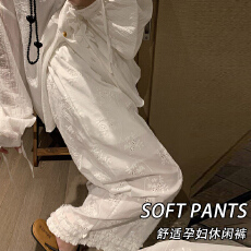 批发2026新款孕妇<b class='q'>裤</b>舒适亲肤休闲百搭提花刺绣花边孕妇<b class='q'>裤</b>