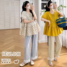 批发实拍现2026孕妈夏季法式韩版休闲百搭衬衣＋花边蕾丝裤子