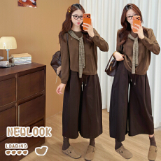 批发大量现实拍现<b class='q'>孕妇</b><b class='q'>秋冬</b>新款毛衣带披肩慵懒时尚毛衣＋咖色八分裤