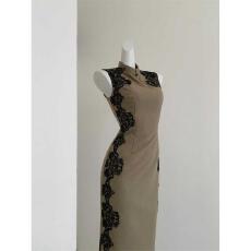 批发【琼华】气质连衣裙<b class='q'>夏</b>季轻奢高级名媛收腰长裙中式印花改良旗袍女