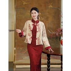 批发新中式国风改良高端大气上档次外套女2025秋季高级感短款绣花上衣