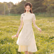 批发旗袍2025年新款奥黛改良女<b class='q'>夏</b>季年轻款气质高端茶服<b class='q'>夏</b>款古法茶艺师