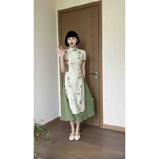 批发新中式复古收腰显瘦国风改良旗袍显瘦2025新款<b class='q'>夏</b>季复古好看连衣裙