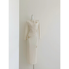 批发【蝶羽2.0】中式改良蝴蝶旗袍连衣裙<b class='q'>夏</b>季新款气质显瘦裙子收腰