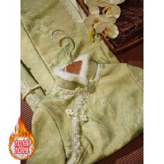 批发绿色新中式旗袍秋冬款改良年轻款少女高级感高端大气上档次<b class='q'>连衣裙</b>