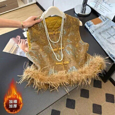 批发秋冬新中式国风马甲女盘口无袖坎肩气质高级感加棉<b class='q'>时尚</b>上衣