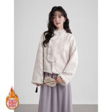 批发新中式国风套装女2025年冬季<b class='q'>复古</b>盘扣加绒加厚新年日常穿搭一整套