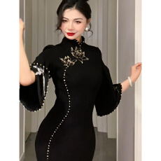 批发【古典美学】<b class='q'>复古</b>新中式旗袍【珠莲】春季修身中国风旗袍