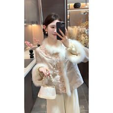 批发【鱼跃龙门】新中式<b class='q'>秋</b>冬2025新款提花刺绣羽绒服日常女