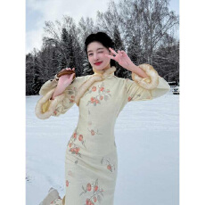 批发2025年新款<b class='q'>秋</b>冬季旗袍高端修身漂亮独特冬天绝美新中式复古气质女