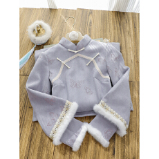 批发俏娘鱼紫色素雅新中式加绒保暖<b class='q'>旗袍</b>女2025冬新款倒大袖改良年轻款