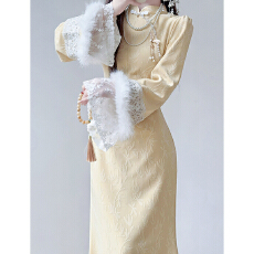 批发旗袍2025新款高端大气上档次连衣裙新中式长袖气质修身<b class='q'>冬</b>季