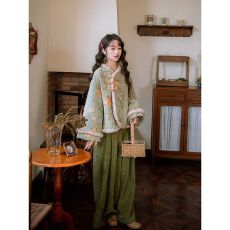 批发【松莺】2025年复古绣花改良旗袍连衣裙新中式提花加绒外套女<b class='q'>秋</b>冬