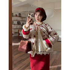 批发马上有钱 新中式双面穿马纹2025<b class='q'>冬</b>季外套裙子套装