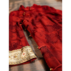 批发冬季新款红色新中式长袖订婚旗袍女加厚保暖淑女改良复古