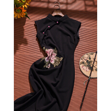 批发黑色绝美新中式国风旗袍2026年新款复古女夏无袖改良年轻款