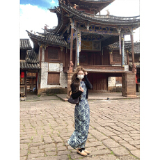 批发青釉江南 夏季<b class='q'>新款</b>国风挖肩<b class='q'>旗袍</b>连衣裙女气质a字长裙子