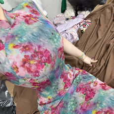 批发画报夫人原创自制弹力网纱复古港工油画旗袍 容颜王_
