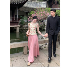 批发满园春娇'新中式套装裙碎花刺绣上衣女春夏高腰半身裙