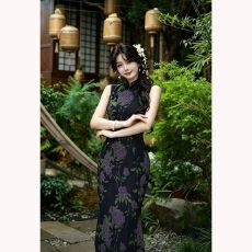 批发【砚底牡丹】2026年新款新中式复古无袖显瘦改良旗袍<b class='q'>夏</b>国风连衣裙