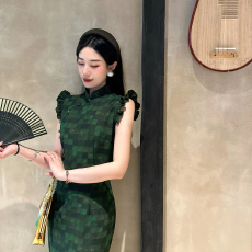 批发【灵汐】网纱日常旗袍显瘦气质2026春夏新爆款女连衣裙新中式