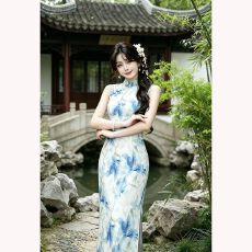 批发【蓝鸢赋】2026年新款新中式夏季改良旗袍<b class='q'>女</b>日常修身显瘦<b class='q'>连衣裙</b>子