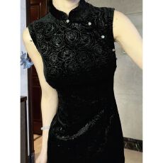 批发黑色旗袍2026年新款改良复古中国风高端气质优雅长款高级感连衣裙