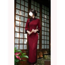 批发【绛墨芳华】潇夫人原创新中式长款旗袍显瘦气质复古中国风修身