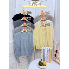 批发大气纯色披肩圆领气质优雅通勤百搭针织马甲(配披肩)