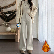 批发实拍小个子<b class='q'>女</b>2025高腰阔腿裤<b class='q'>秋</b>冬时尚直筒微喇裤九分<b class='q'>长裤</b>